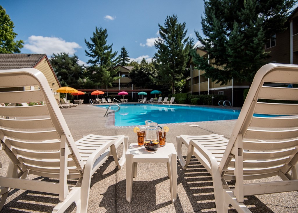 Seasonal Pool and Lounge Chairs at Hathaway Court Apartments, Wilsonville, 97070