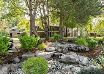 Kings Court 97006 building exterior river bed landscaping