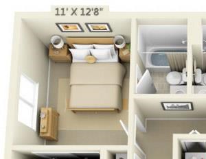 Elmonica Court Apartments 2x2 Floor Plan 920 Square Feet