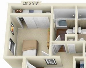 Sunstone Parc Apartments 2x2 Floor Plan 906 Square Feet