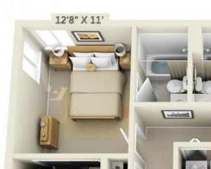 Crown Court Apartments 2x2 Floor Plan 881 Square Feet