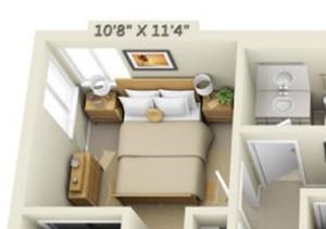Creekside Village Apartments 2x1 Floor Plan A 896 Square Feet