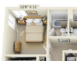 Creekside Village Apartments 2x2 Floor Plan B 916 Square Feet