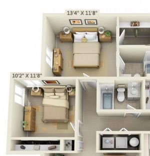 Creekside Village Apartments 3x2 Floor Plan 1105 Square Feet