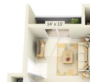 Valley River Court Apartments 1x1 Floor Plan 680 Square Feet