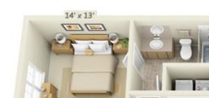 Stillwater Apartments 1x1 Floor Plan 696 Square Feet