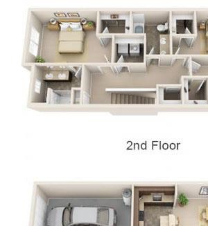 The Landing Apartments The Bismark 3x2.5 Floor Plan 1634 Square Feet
