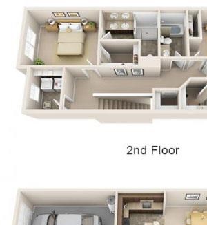The Landing Apartments The Lexington 3x2.5 Floor Plan 1600 Square Feet