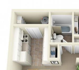Cornell Woods Apartments 1x1 Floor Plan 592 Square Feet