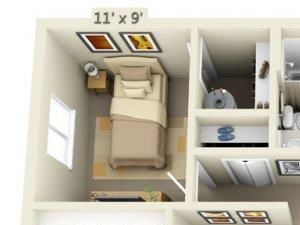 Cornell Woods Apartments 2x1 Floor Plan 776 Square Feet