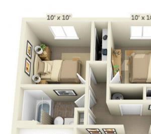 Cornell Woods Apartments 3x1 Floor Plan 943 Square Feet