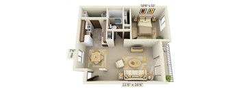 Garden Glen II 1x1 Floor Plan 592 Square Feet