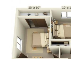 Garden Glen II 3x1 Floor Plan 943 Square Feet