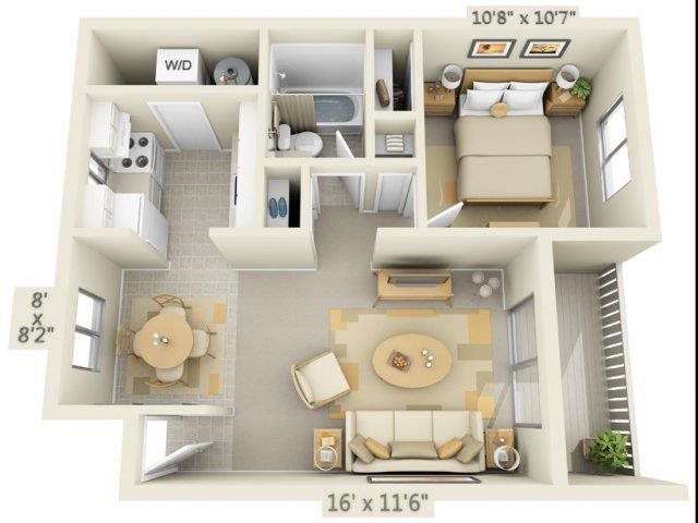 Rolling Hills Apartments 1x1 Floor Plan A 646 Square Feet
