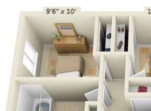 Todd Village Apartments 3 Sisters Mountain 3x1 Floor Plan 982 Square Feet