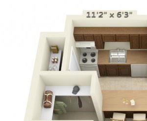 Todd Village Apartments Mt. Baker Studio 0x1 Floor Plan 350 Square Feet
