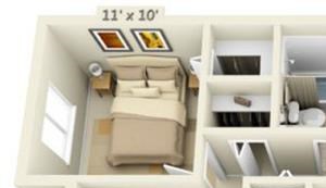 Todd Village Apartments Mt. Shasta 2x1.3 Floor Plan 886 Square Feet