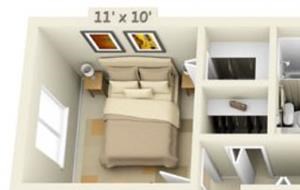 Todd Village Apartments Mt. St. Helens 2x1 Floor Plan 803 Square Feet
