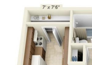 Todd Village Apartments Mt. Rainier 1x1 Floor Plan 592 Square Feet