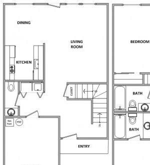 Hathaway Court Townhome 3x2.5 Floor Plan 1425 Square Feet