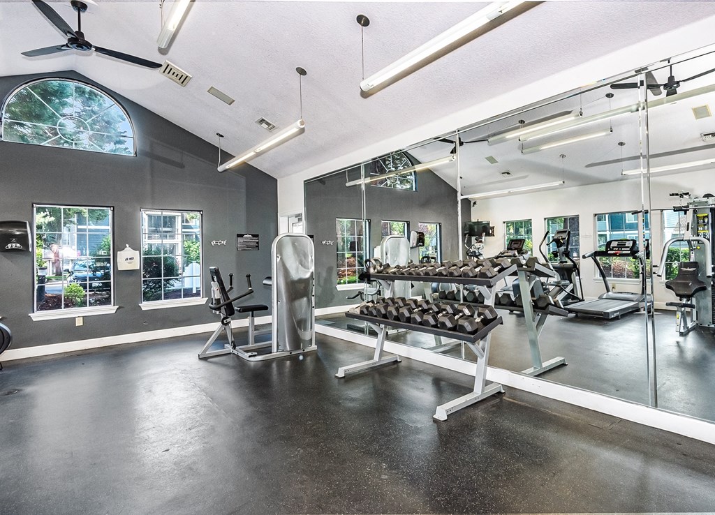 St. Marys Woods fitness center mirror and free weights, Beaverton, OR, 97078