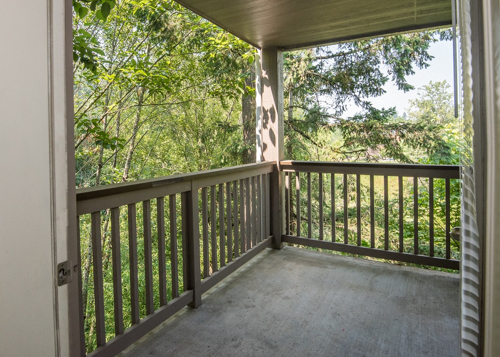 Stillwater Apartments Vacant Apartment Deck & Wooded View