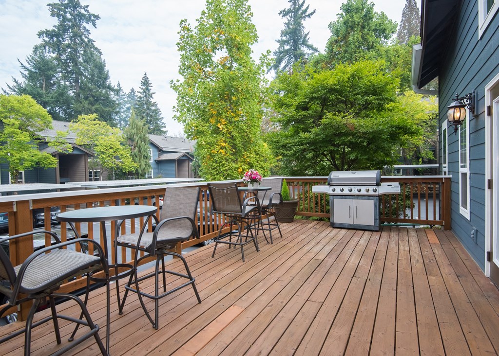 Stillwater clubhouse deck seating and bbq grill station