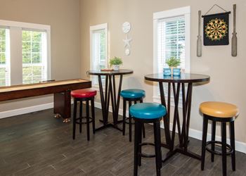Stillwater apartments clubhouse café tables and bar stools