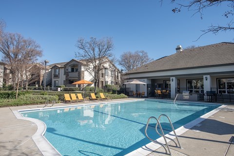swimming pool and clubhouse view at Stoneridge, Roseville, California