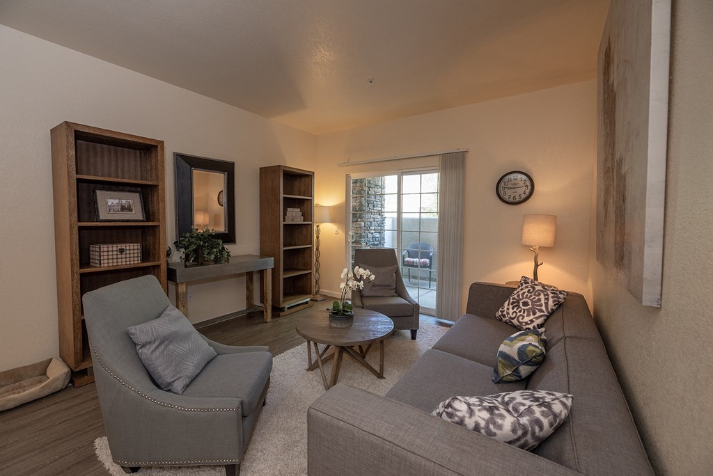 Stoneridge model 1 living room and patio