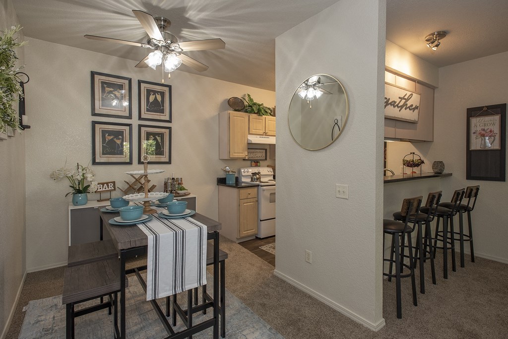 Model kitchen and dining room view at Sunset Summit, Rocklin, CA 95765