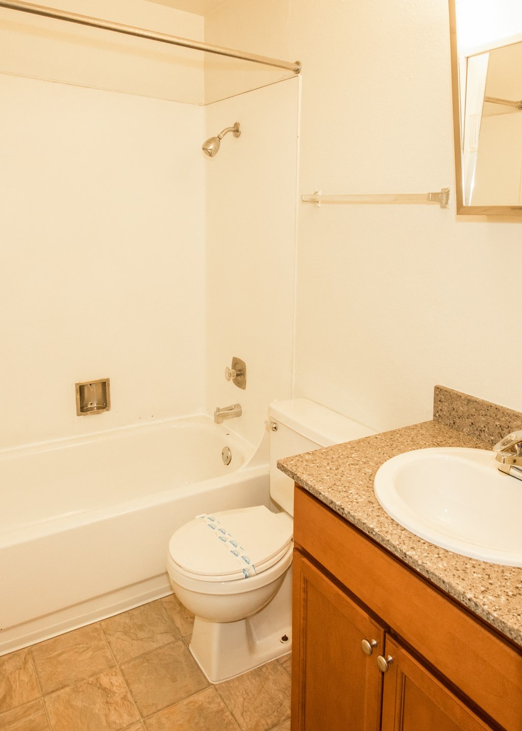 vacant unit bathroom  sink toilet and bathtub at Todd Village Apartments, Oregon