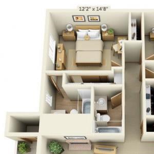 Maple Pointe Apartments Three Flower Maple 3x2 Floor Plan 1097 Square Feet