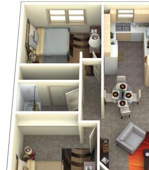 Chambers Creek Estates 2x1 Floor Plan 947 Square Feet