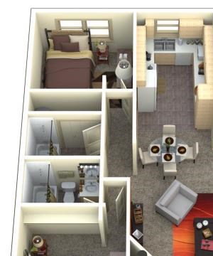 Chambers Creek Estates 2x2 Floor Plan 1045 Square Feet