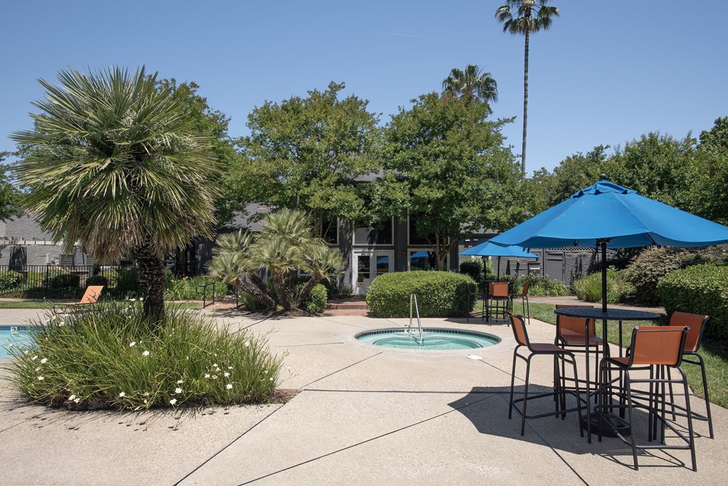 spa and clubhouse back view at Woodbridge Apartments, Sacramento, California 95833