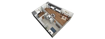 Heather Lodge 1x1 Voyager Floor Plan 698 Square Feet