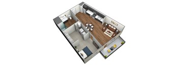 Heather Lodge 1x1 Gemini Floor Plan 690 Square Feet