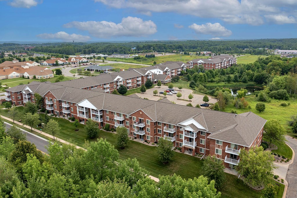 an aerial view of a large apartment complex
