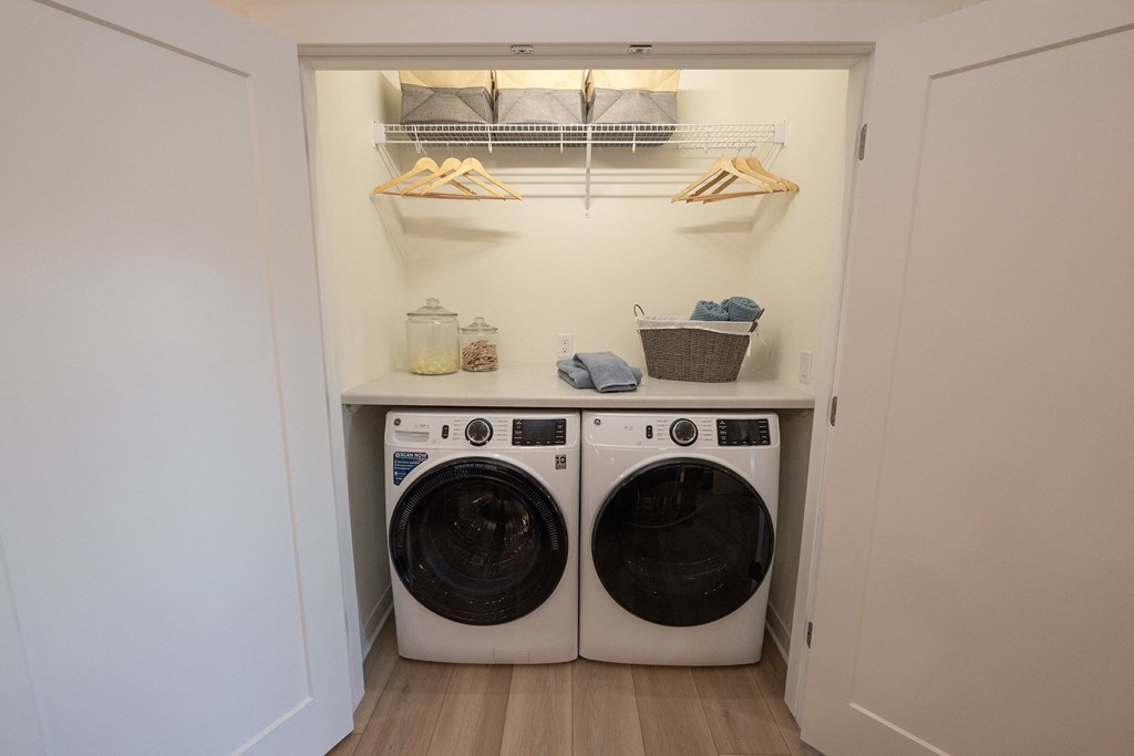 a washer and dryer in a laundry room