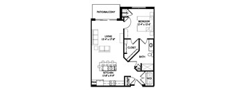 a floor plan of a small house with a kitchen and a living room