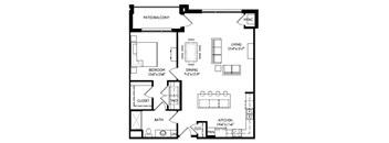 A black and white floor plan of a house with labeled rooms.