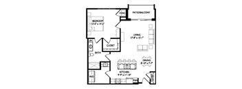 a floor plan of a small house with a kitchen and a living room