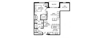 a floor plan of a small house with a kitchen and a living room