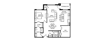 a floor plan of a small house with a kitchen and a living room