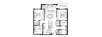 a floor plan of a house with bedrooms and a living room