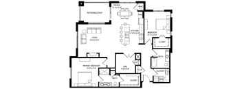 A black and white image of a floor plan for a house.