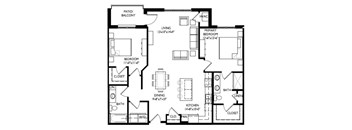A black and white image of a house floor plan.
