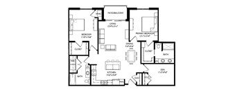 A black and white image of a house floor plan.