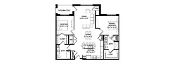 a floor plan of a house with bedrooms and a living room